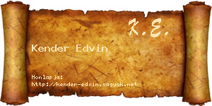 Kender Edvin névjegykártya